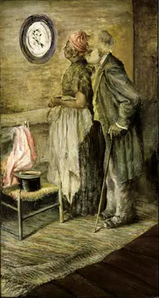 The Old Couple Looking at a Portrait of Lincoln, after 1904-1905. Creator: Unknown