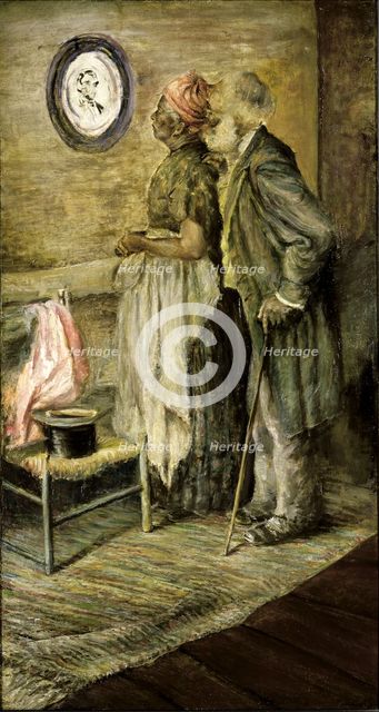 The Old Couple Looking at a Portrait of Lincoln, after 1904-1905. Creator: Unknown.