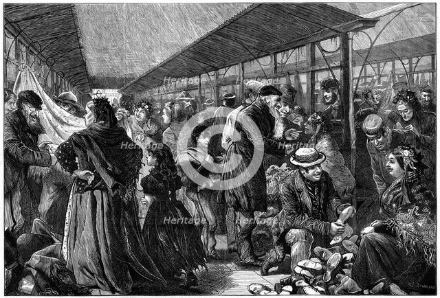 The old clothes exchange, Phil's Building, Houndsditch, London, 1882. Artist: Charles Joseph Staniland
