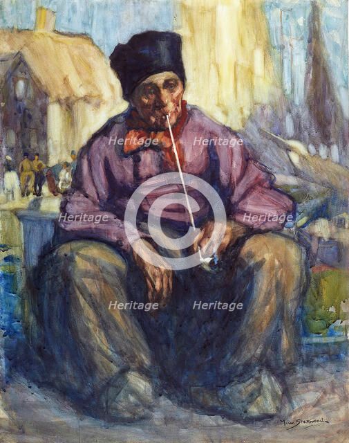 The old Dutchman with clay pipe, 1913. Creator: Maud Winifred Sherwood.