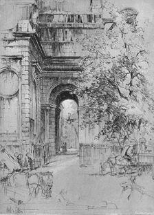 The old entrance to London Bridge under the tower of St. Magnus c1902, (1903). Artist: Hedley Fitton