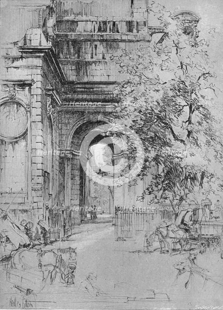 'The old entrance to London Bridge under the tower of St. Magnus', c1902, (1903). Artist: Hedley Fitton.
