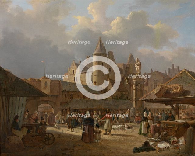 The Old Fish Market in Antwerp, 1833. Creator: Francois Antoine Bossuet.