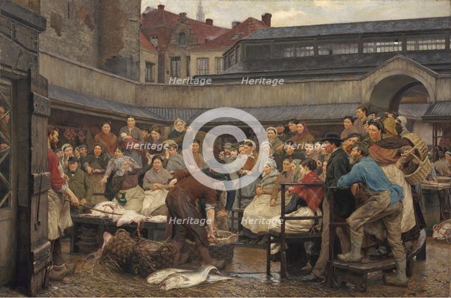 The Old Fish Market in Antwerp in 1882. Creator: Edgard Farasyn.