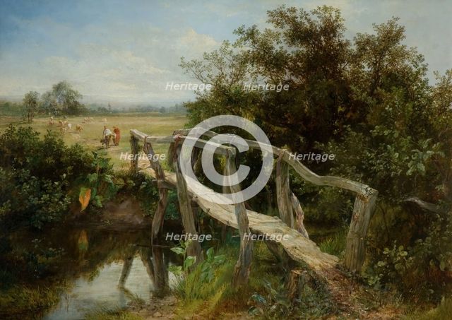 The Old Footbridge Over The River Cole At Yardley, 1890. Creator: Frederick Henry Henshaw.
