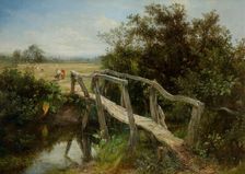 The Old Footbridge Over The River Cole At Yardley, 1890. Creator: Frederick Henry Henshaw