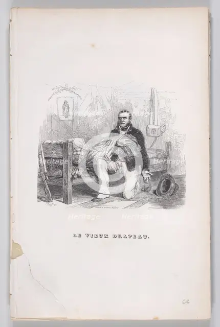 The Old Flag from The Complete Works of Béranger, 1836. Creators: Auguste Raffet, Lacoste, Eugène Guillaumot.