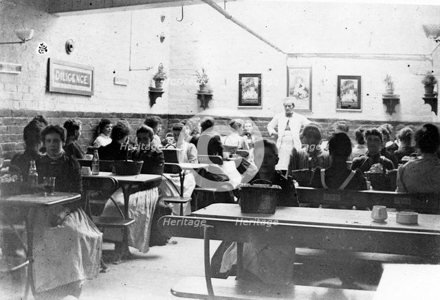 The old girl’s dining room, Rowntree factory, York, Yorkshire, c1894-c1900. Artist: Unknown