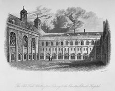 The Old Hall, Whittington's Library and the cloisters, Christ's Hospital, City of London, 1825. Artist: Henry Shaw
