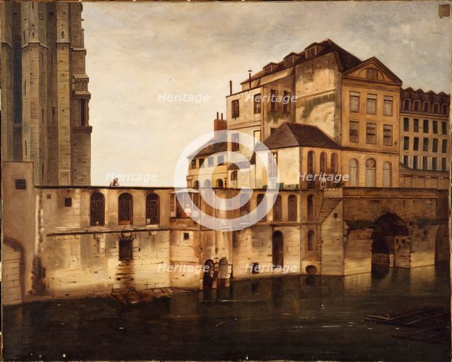 The old Hotel-Dieu and the vaults, 1866. Creator: Eugene Burgat.