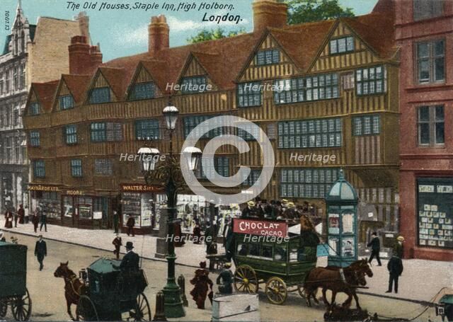 'The Old Houses, Staple Inn, High Holborn, London', 1905. Artist: Unknown.