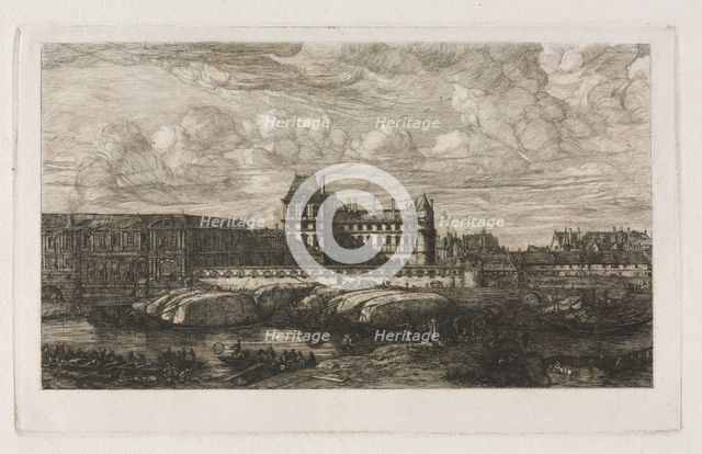The Old Louvre from a Painting by Zeeman, 1651, 1866. Creator: Charles Meryon (French, 1821-1868).