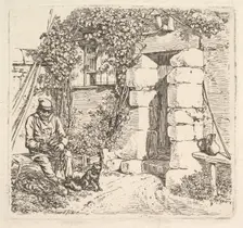 The Old Man and his Pomeranian Dog, 1817. Creator: Johann Christian Erhard
