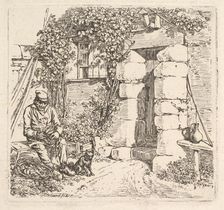 The Old Man and his Pomeranian Dog, 1817. Creator: Johann Christian Erhard