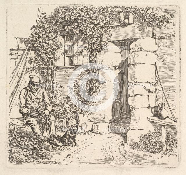 The Old Man and his Pomeranian Dog, 1817. Creator: Johann Christian Erhard.