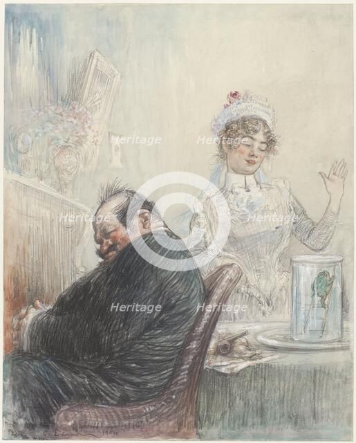 The old man and the frog, 1904. Creator: Charles Lucien Léandre.