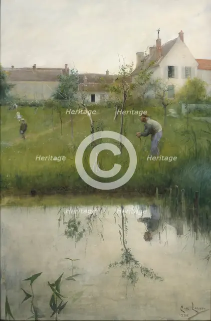 The Old Man and the Nursery Garden, 1883. Creator: Carl Larsson.