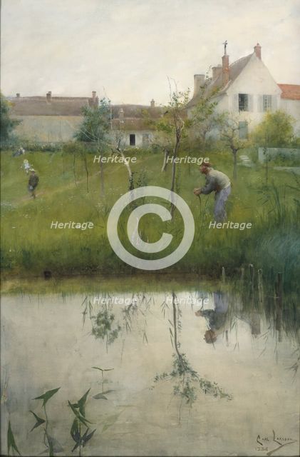 The Old Man and the Nursery Garden, 1883. Creator: Carl Larsson.
