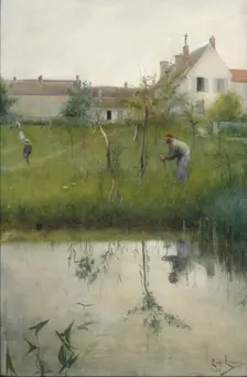 The Old Man and the Nursery Garden, 1883. Creator: Carl Larsson
