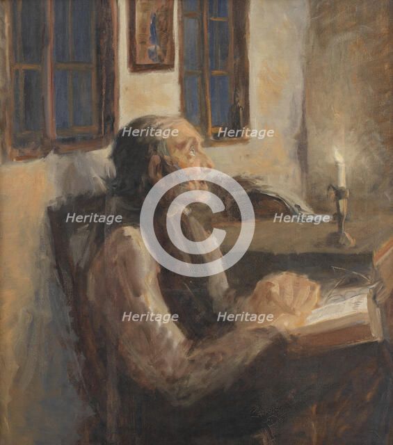 The old man at the leper, 1896-1900. Creator: H. A. Brendekilde.