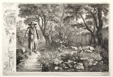 The old man before the log bridge (Der Alte vor den Knuppelsteg), 1819. Creator: Johann Christoph Erhard (German, 1795-1822)