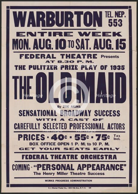 The Old Maid, [Yonkers, NY?], [193-].  Creator: Unknown.