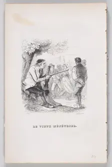The Old Minstrel from The Complete Works of Béranger, 1836. Creator: John Thompson