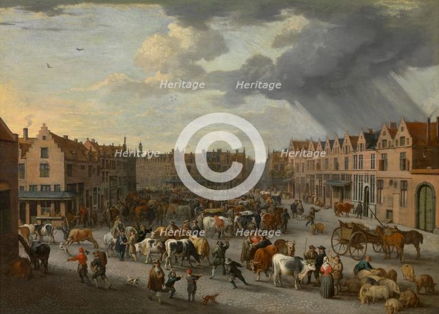 The Old Ox Market in Antwerp, mid-late 17th century. Creator: Erasmus de Bie.