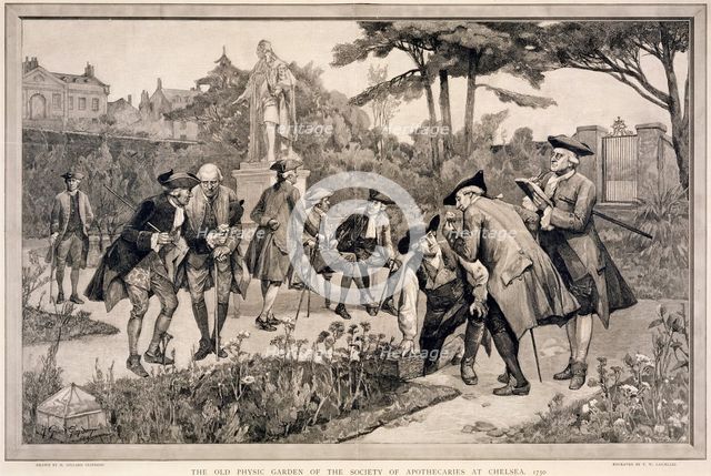 'The Old Physic Garden of the Society of Apothecaries at Chelsea, 1750', 1890. Creator: Thomas W Lascelles.