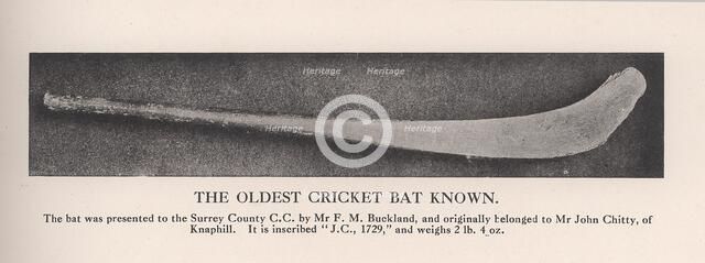 The oldest cricket bat known, 1912.