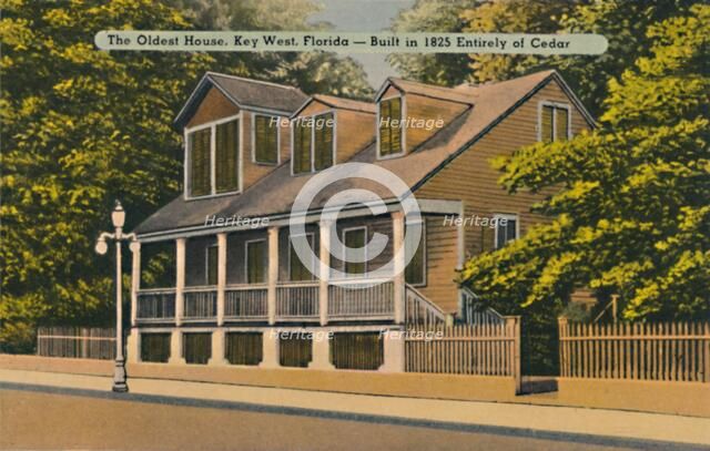 'The Oldest House, Key West, Florida - Built in 1825 Entirely of Cedar', c1940s. Artist: Unknown.
