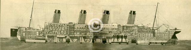 'The Olympic (46,439 Tons) Shown in Section', c1930. Creator: Unknown.