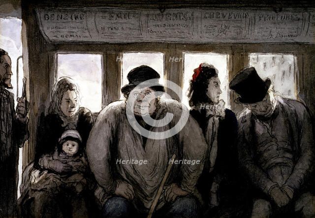 The Omnibus, 1864. Creator: Honore Daumier.