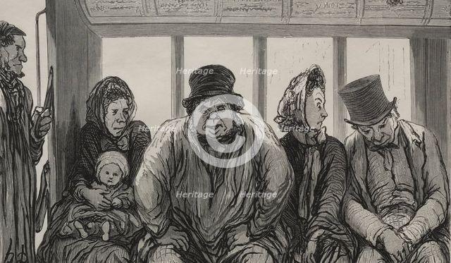 The Omnibus: Interior of the Omnibus. Creator: Honoré Daumier (French, 1808-1879).