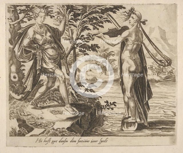 The One to Whom Fortune Is Playing Will Dance Merrily from Six Sayings about Fortune, ca. 1560. Creator: Dirck Volkertsen Coornhert.