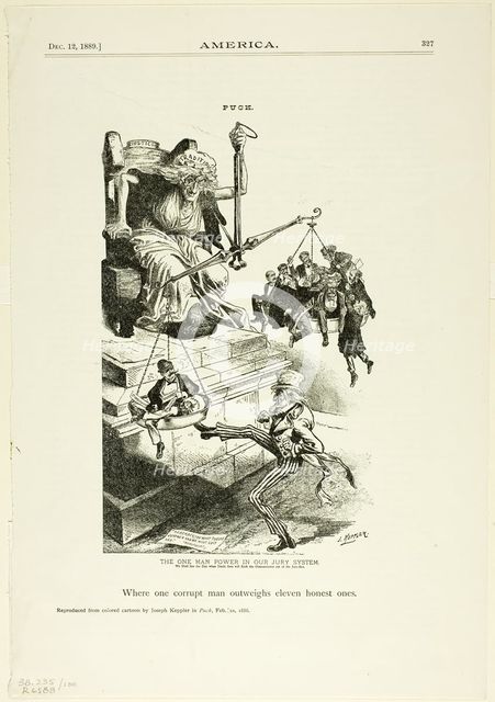 The One Man Power in our Jury System, from Puck, published February 10, 1886. Creator: Joseph Keppler.