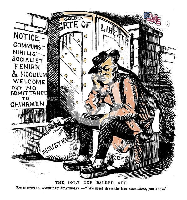 The only one barred out. "We must draw the line somewhere, you know", 1882. Creator: Anonymous.