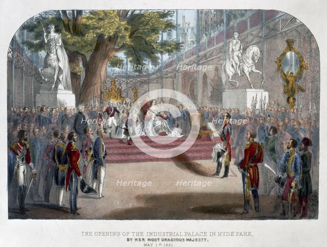 The opening by Queen Victoria of the Industrial Palace in Hyde Park, May 1st 1851 Artist: Unknown