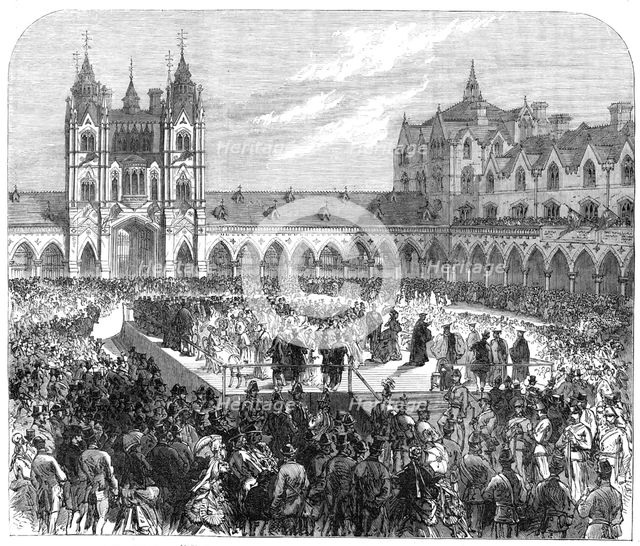 The Opening of Columbia Market...: the Archbishop of Canterbury speaking, 1869. Creator: Unknown.