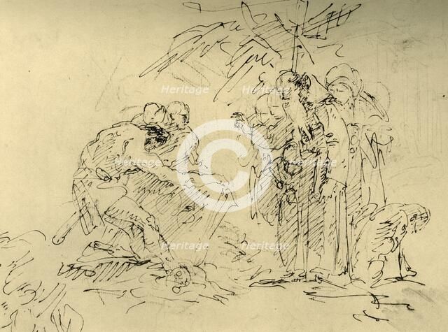 'The Opening of a Grave', mid 18th century, (1928).  Artist: Giovanni Battista Tiepolo.