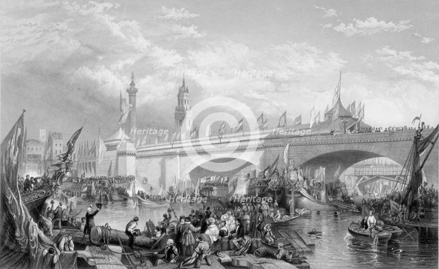 The opening of London Bridge by King William IV and Queen Adelaide, 1831. Artist: Anon
