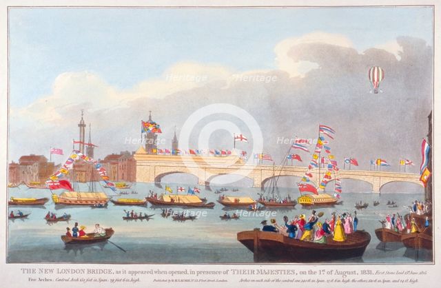 The opening of London Bridge by King William IV and Queen Adelaide, 1831. Artist: Anon