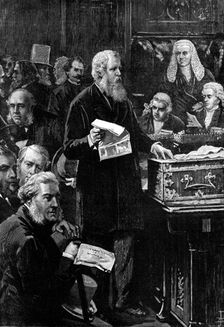 The Opening of Parliament: the Chancellor of the Exchequer speaking in the House of Commons, 1880. Creator: Unknown