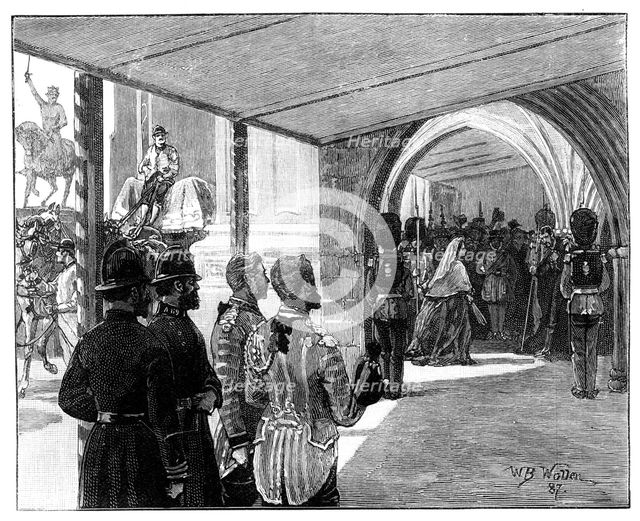 The Opening of Parliament, Westminster, London, 1866.Artist: William Barnes Wollen