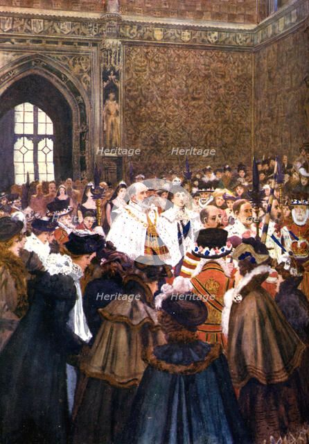 The opening of Parliament by King Edward VII, c1905. Artist: Unknown