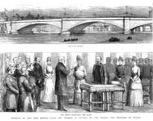 The Opening of the new bridge over the Thames at Putney by the Prince and Princess of Wales 1886. Creator: Unknown