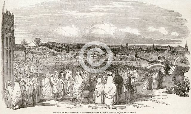 The opening of the Nottingham Arboretum, Nottinghamshire, May 1852. Creator: Unknown.