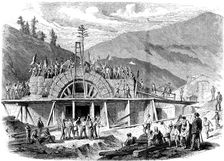 The opening of the Alps, placing the last stone in the Mont - Genís entrance tunnel between Franc…