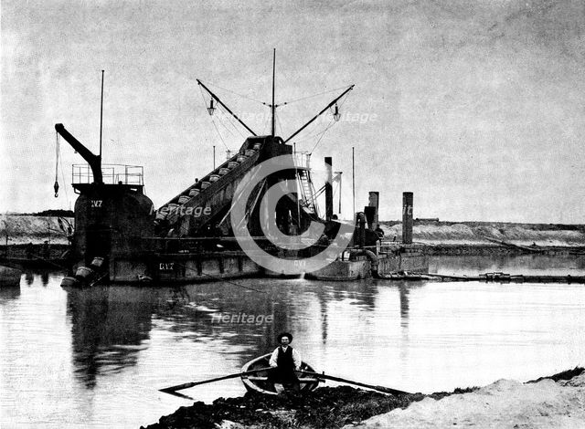The Opening of the Baltic Canal: a floating dredge employed in deepening the canal, 1895. Creator: Unknown.
