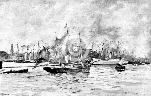 The Opening of the Baltic Canal: arrivals at Hamburg, 1895. Creator: George Meisenbach.